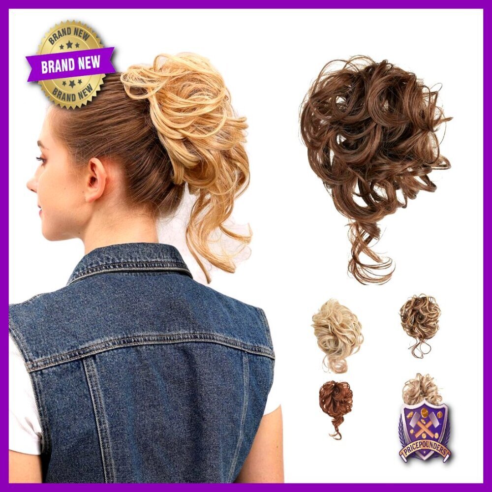 Boho Messy Bun Hair Piece Scrunchie Tousled Updo Instant Volume Washable